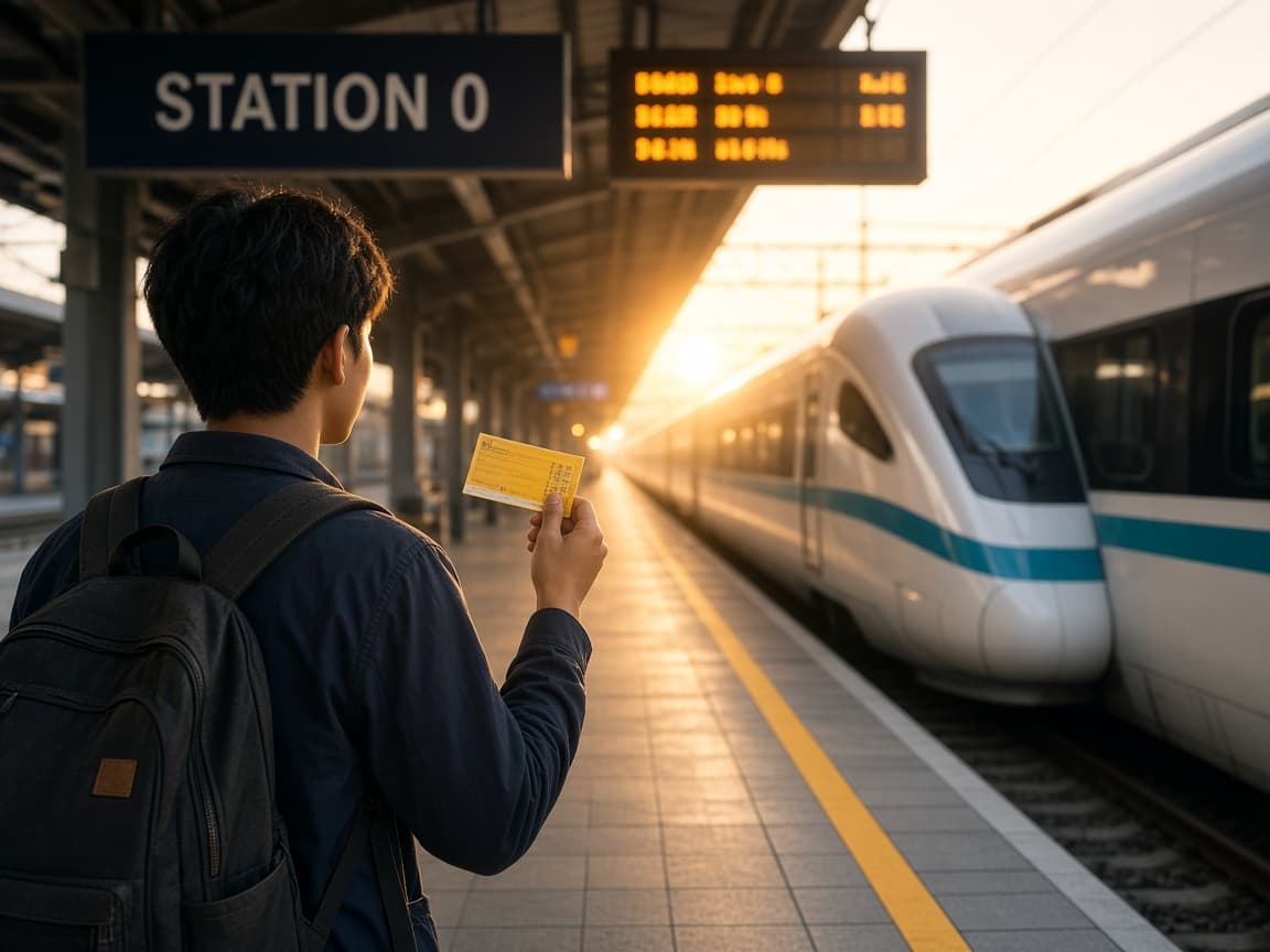 Tân sinh viên cầm vé lên tàu VMIT tại Station 0