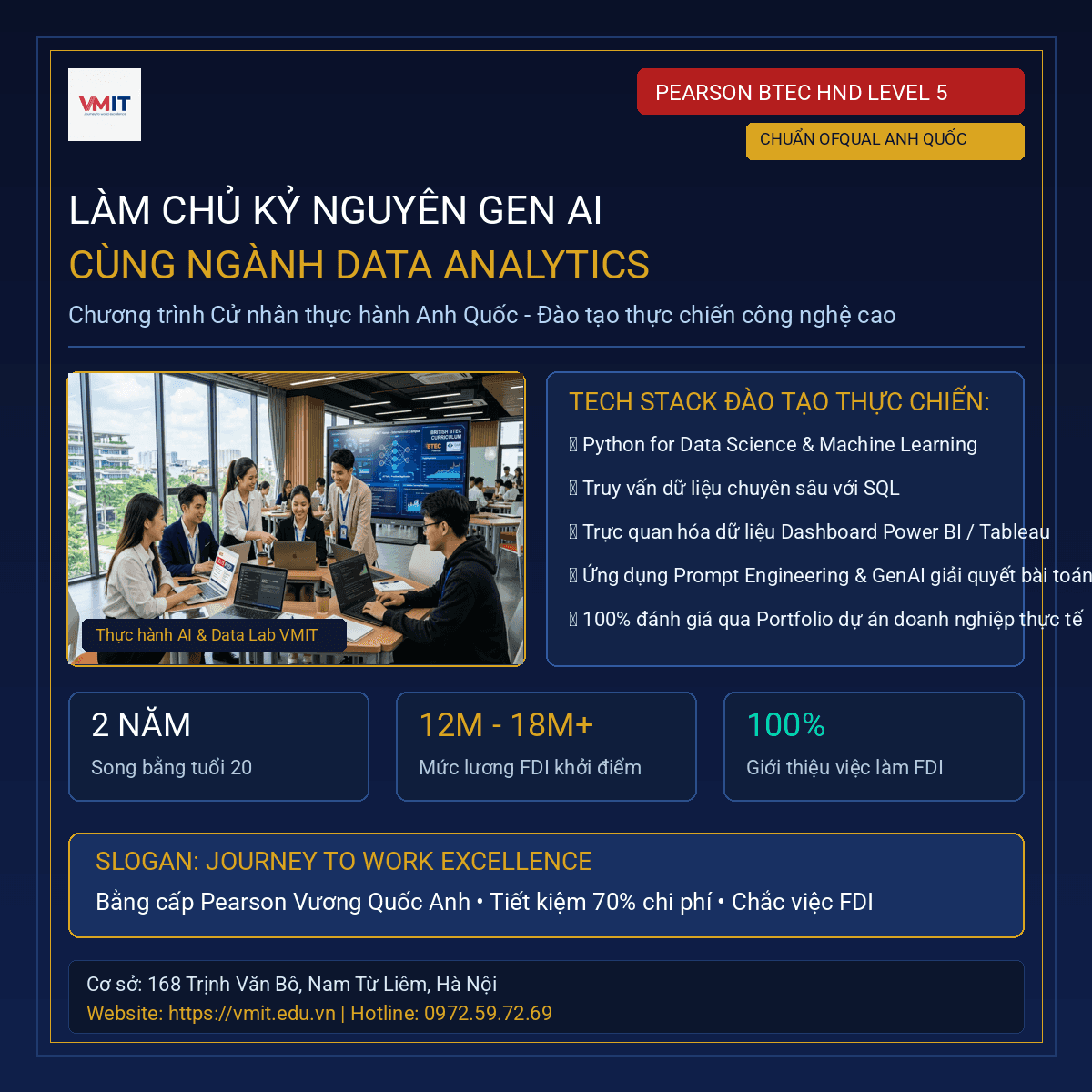 Làm Chủ Kỷ Nguyên GenAI Cùng Ngành Data Analytics Chuẩn BTEC Pearson Tại VMIT
